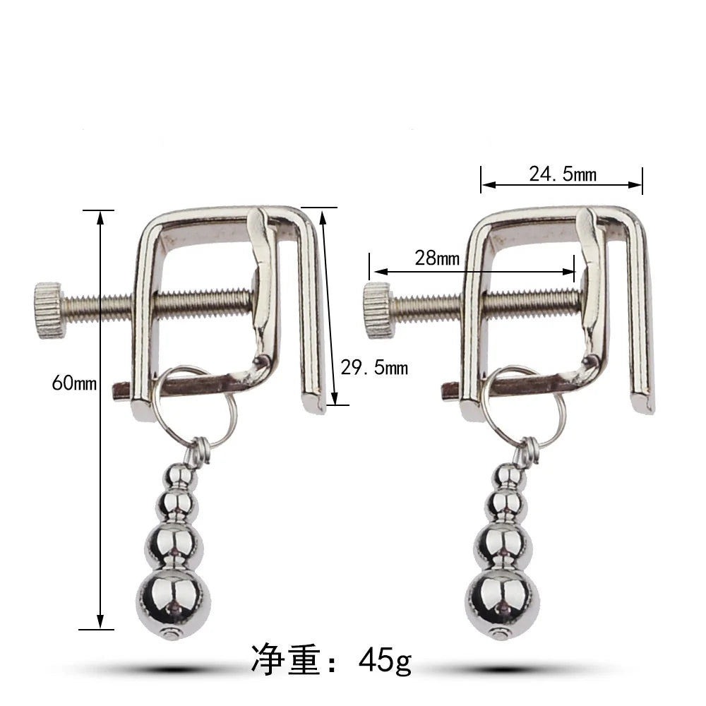 BDSM Bondage Nipple Clamp Sex Breast Clamp Clips Metal Nipple Shaking Clamps Breast Clip Sex Slaves Breast-Enhancing