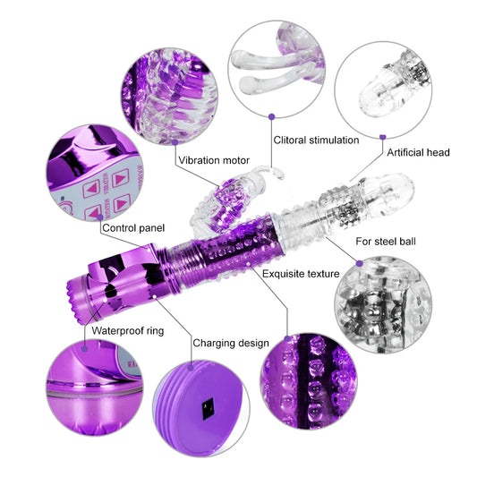 Erotii Telescopic Rotation Dildo Rabbit Vibrator