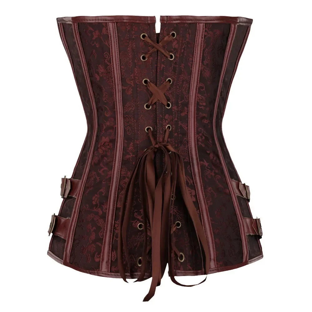 Women's Corset Steampunk Shapewear Vintage Bodice Bustier Slimming Belly Sheath Metal Locks Gothic Waist Lace-up Corselet