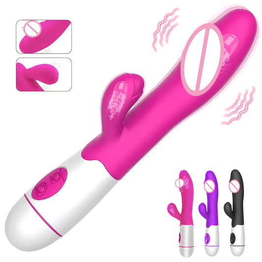 Powerful Rabbit Vibrator Dildo Dual Vibration G Spot Clitoris Stimulation Masturbators Vaginal Massager Adult For Women Sex Toys