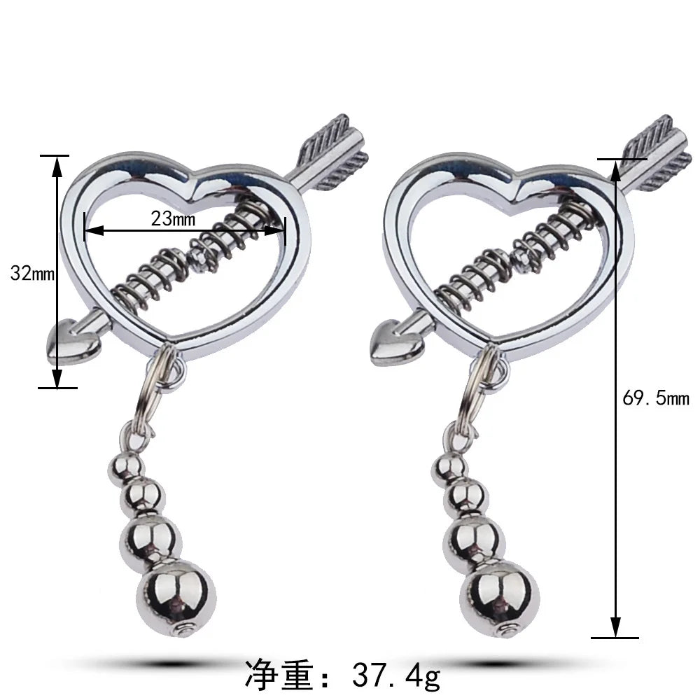 BDSM Bondage Nipple Clamp Sex Breast Clamp Clips Metal Nipple Shaking Clamps Breast Clip Sex Slaves Breast-Enhancing