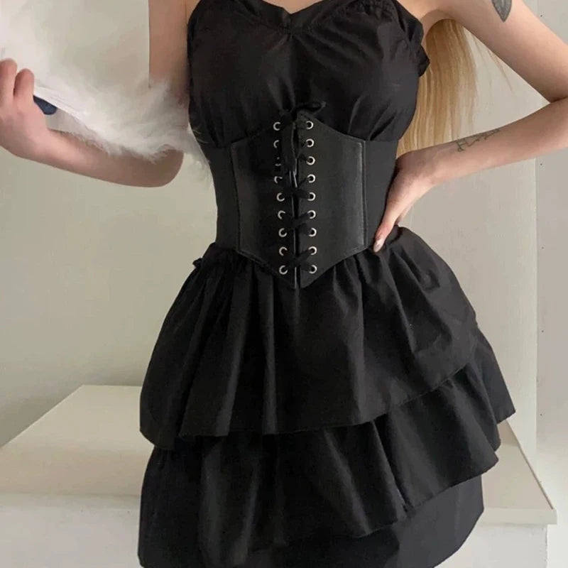 Corset Women Punk Black Wide Belt Leather Slimming Body Belts For Women Cummerbunds Elastic High Waist Belt Female Dress Corsets