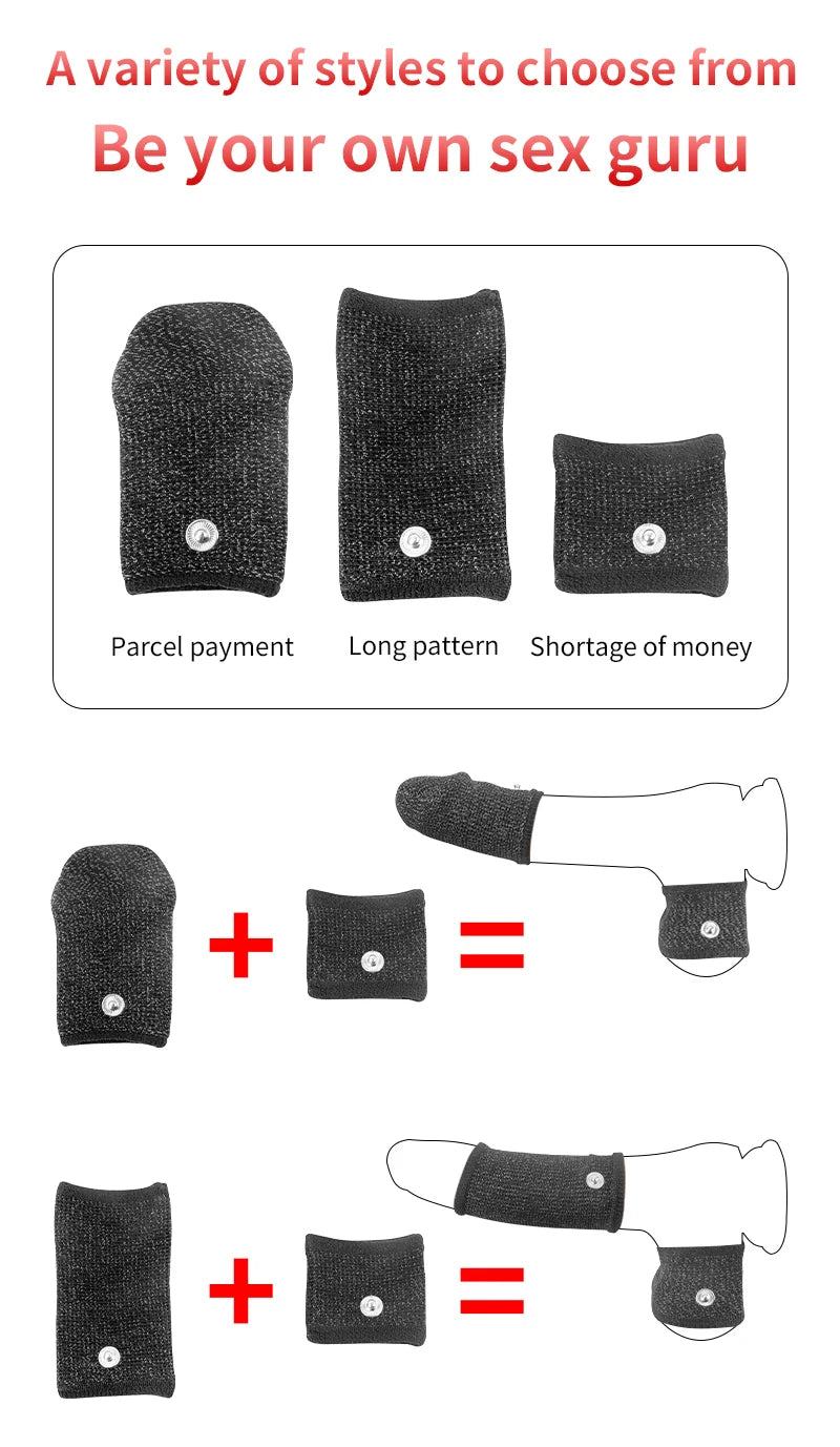 Electric Shock Penis Ring Fabric Massage Scrotum Sleeve Men Dick Testicles Scrotum Chastity Cage Cock Ring Adult Sex Toys