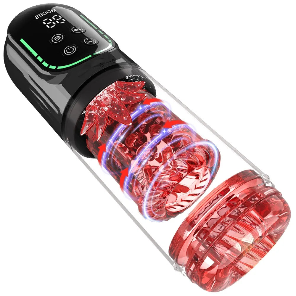 LCD Penis Pump Pocket Pussy Male Masturbator Vacuum Pump Thrusting Rotating Vibrating Sucking 3D Stroker Sex Toys for Man