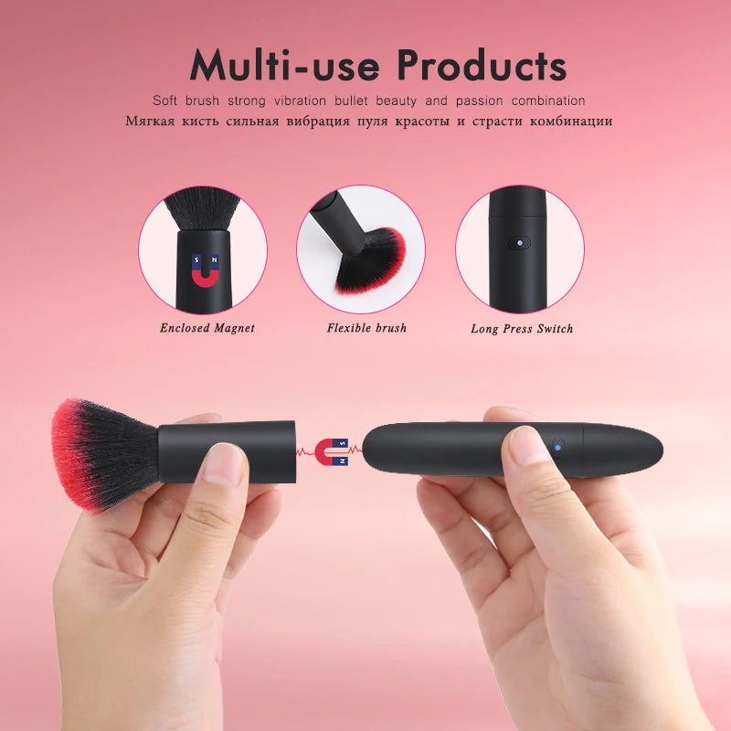 Make Up Brush Vibrators Massage Stick Magic AV Wand Vibrator Female 10 Speed Vibration Rechargeable Intimate Sex Toys for Women