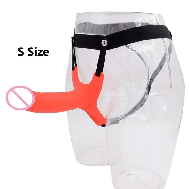 GaGu Hollow Silicone Strapon Dildo For Men Penis Pump Extend Strap On Dildo No Vibration Strap-On Penis Extender With Harness