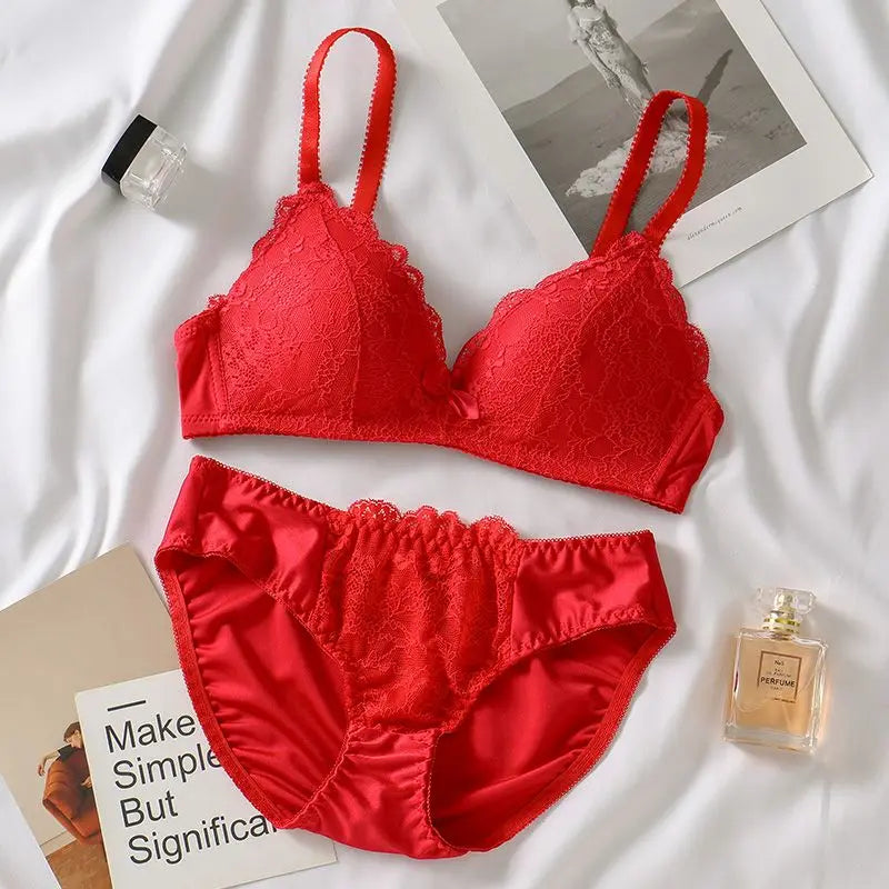 Lingerie Multi-color Lace Bra Set Women Wireless Floral 3/4 Cup Soft Bra and Panty Lingerie Set Fashion Sexy Underwear Lenceria