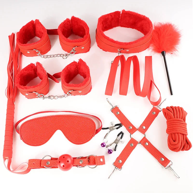 BUYBOOS Sex Bondage Restraints 11Pcs Set BDSM Leather Bondage Sets Restraint Kits Bondage Gear Accessories Adult Sex Toy