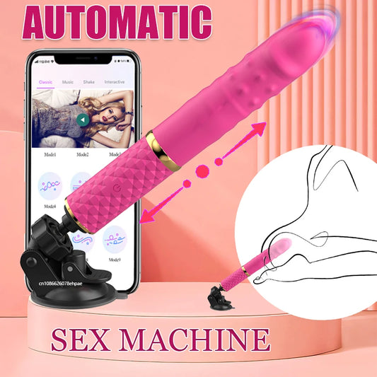 Masturbation Sex Machine for women Automatic App Retractable Vibrator Dildo G-Spot Vaginal Clit Stimulation Massage Adult Produc