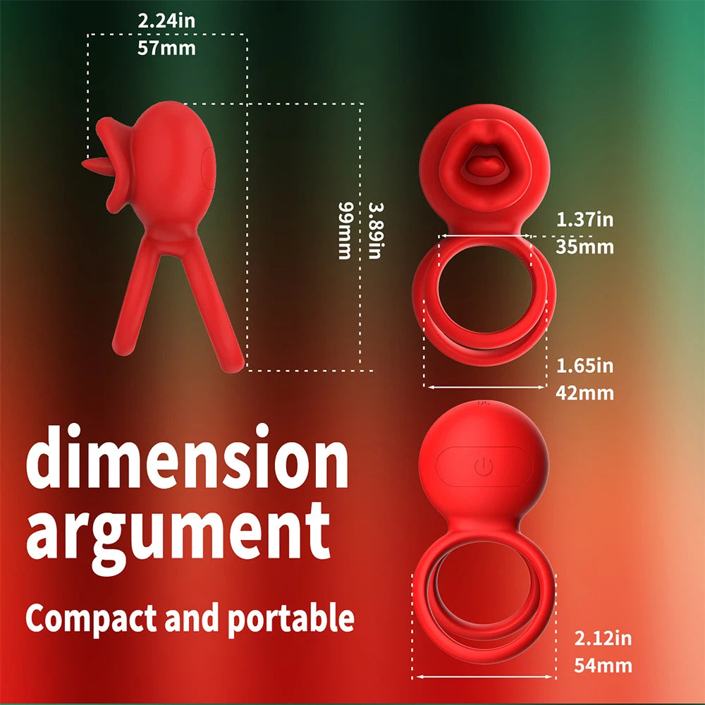 App Vibrating Penis Ring Vibrator with Sexy Licking Mouth G Spot Clitoral Stimulator Cock Rings Couples Adult Sex Toys for Men