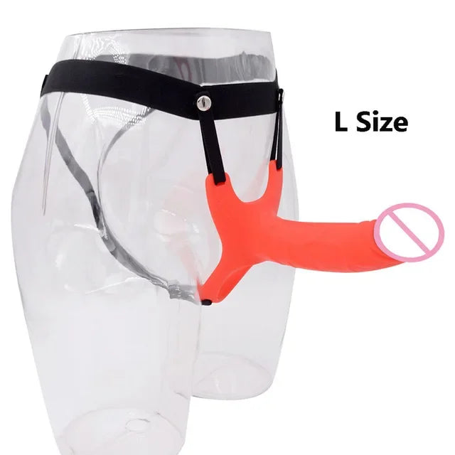 GaGu Hollow Silicone Strapon Dildo For Men Penis Pump Extend Strap On Dildo No Vibration Strap-On Penis Extender With Harness
