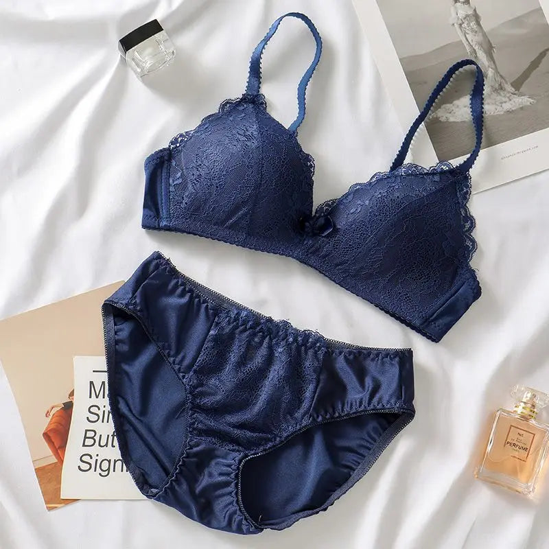 Lingerie Multi-color Lace Bra Set Women Wireless Floral 3/4 Cup Soft Bra and Panty Lingerie Set Fashion Sexy Underwear Lenceria