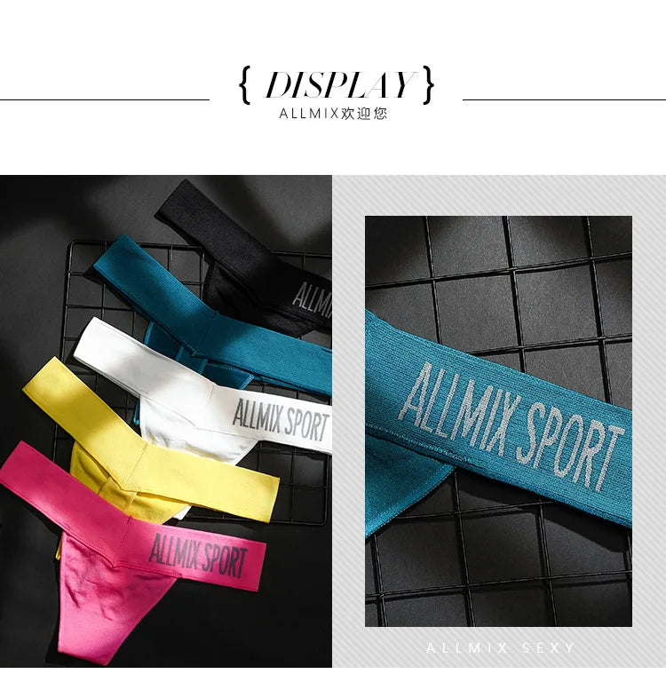 lingerie sexy underwear Unisex Seamless Sports Fitness Letters tanga hombre Deep V Wide Waist Low Waist Seamless Briefs Thong