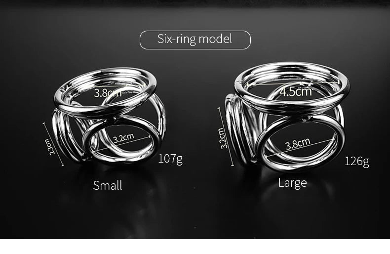 Male Penis Ring with tri-ring Metal Scrotal Restraints BDSM Cock Ring Urethral Ring Delay Ring Adult Sex Toy for Men