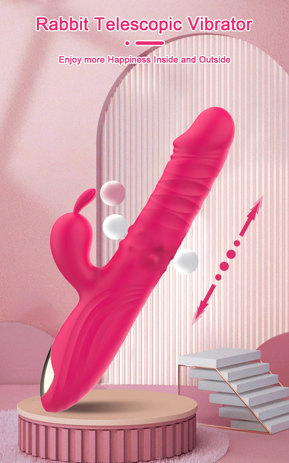 Rabbit Vibrator G-Spot Vaginal Stimulator Telescopic Clitoral Female Masturbator Massager Licking Dildo Adult Sex Toys for Women