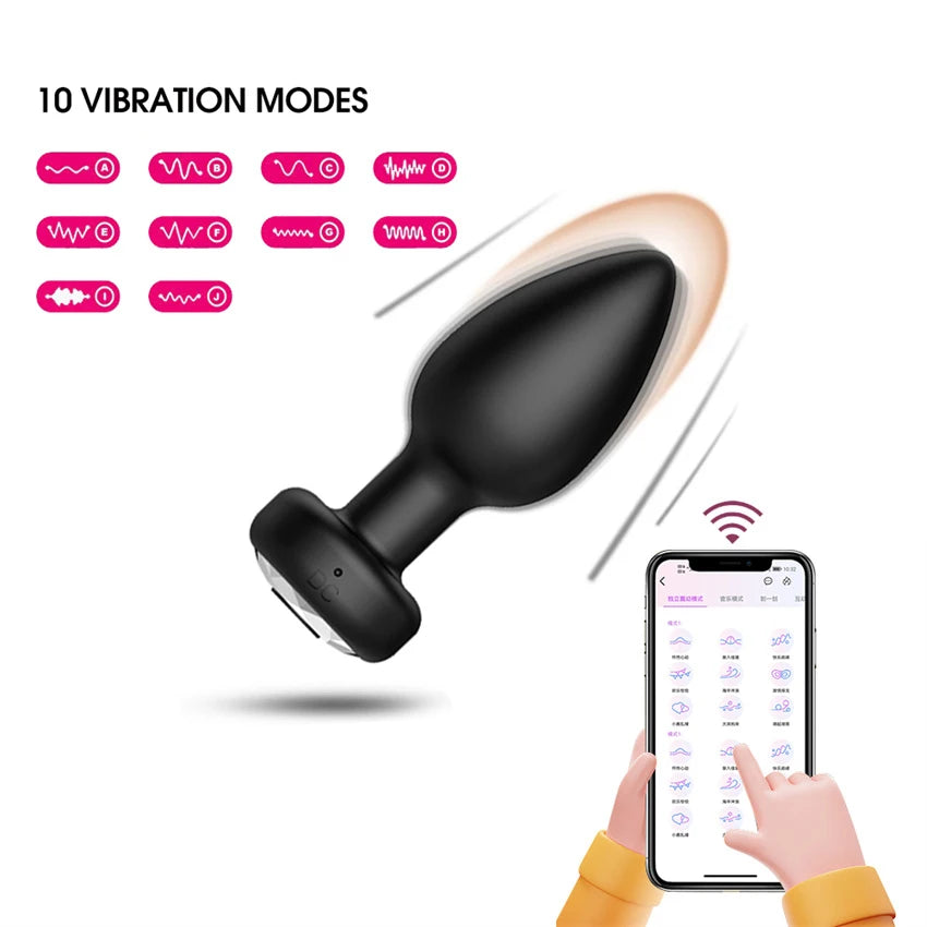 360° Rotation Wireless Control Anal Vibrator APP Bluetooth Butt Plug Men Prostate Massager Male Ass Anal Adult Sex Toys Couples