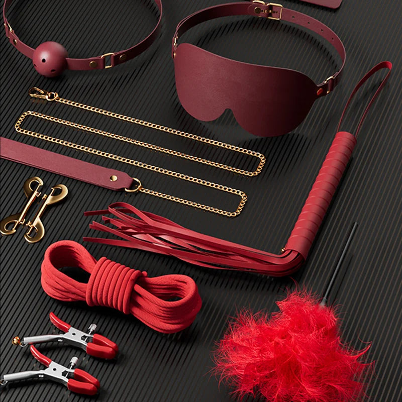 Premium BDSM Bondage Kit for Couples Bed Restraints Women's Bandage Slave Collars Obedience Adult Erotic Accessories