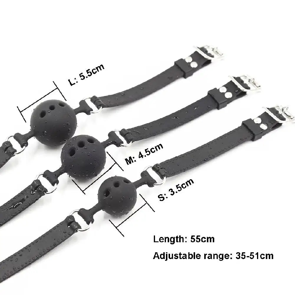 BDSM Mouth Gags Bondage Restraints All Silicone Mouth Gag Breathable Ball Gag Adjustable Belt Mouth Sex Toys For Adult SM Games