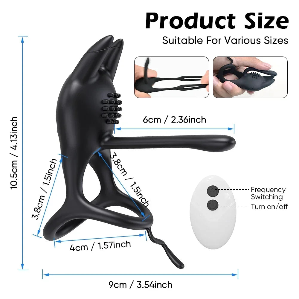 Vibrating Cock Ring Penis Ring for Men Remote Control Ejaculation Delay Penis Extension Clit Stimulator Sex Toy for Couples 18+