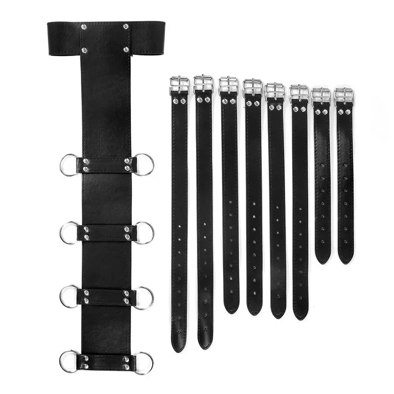 Bdsm Full Body Leather Restraint Straps Hand Behind Back Bondage Bondage Black Belt Arm Body Binder Glove Sleeves Sex Bandage