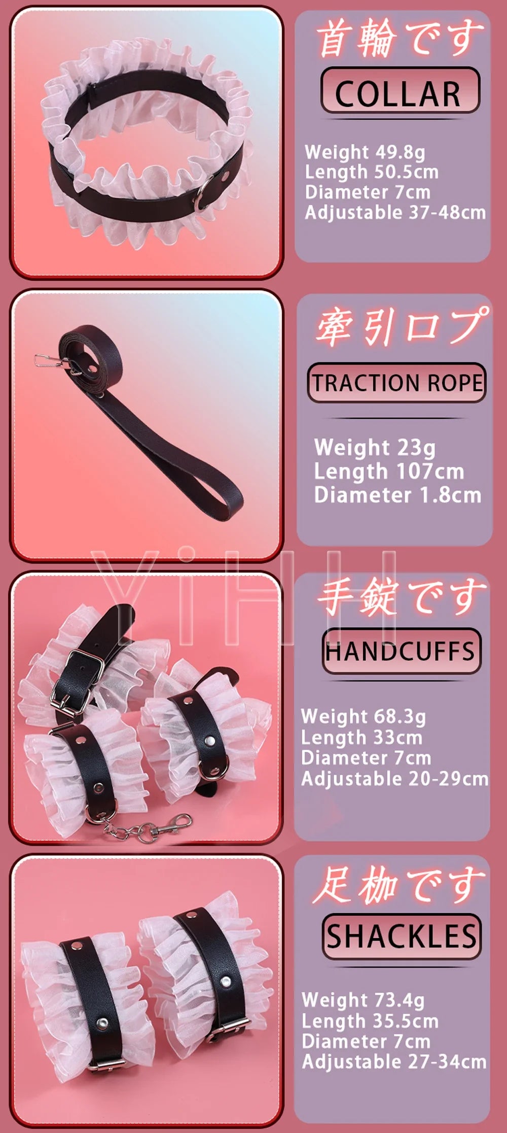 Sexy Leather BDSM Kits Handcuffs Whip Gag Nipple Clamps Lace Sex Bondage Set Sex Games Sex Toys For Couples Erotic Accessories