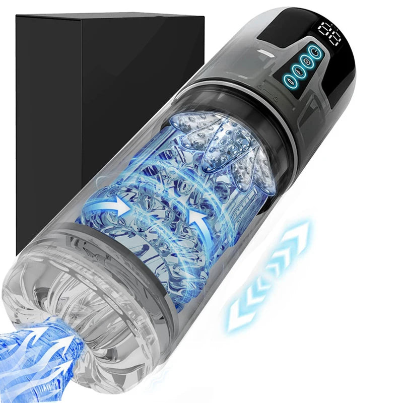 Automatic Male Masturbator with Sucking Vibrating Thrusting Rotating Licking Blowjob Machine Pocket Pussy Stroker Sex Toy Men