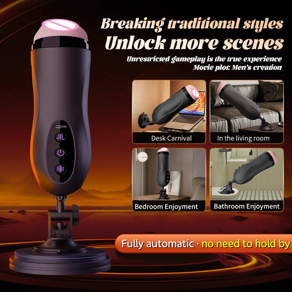 Sex Machines Male Masturbation Cup Suction Mount Pocket Pussy Sexy Voice Penis Trainer Heating Masturbator Toy Sex Toy For Men