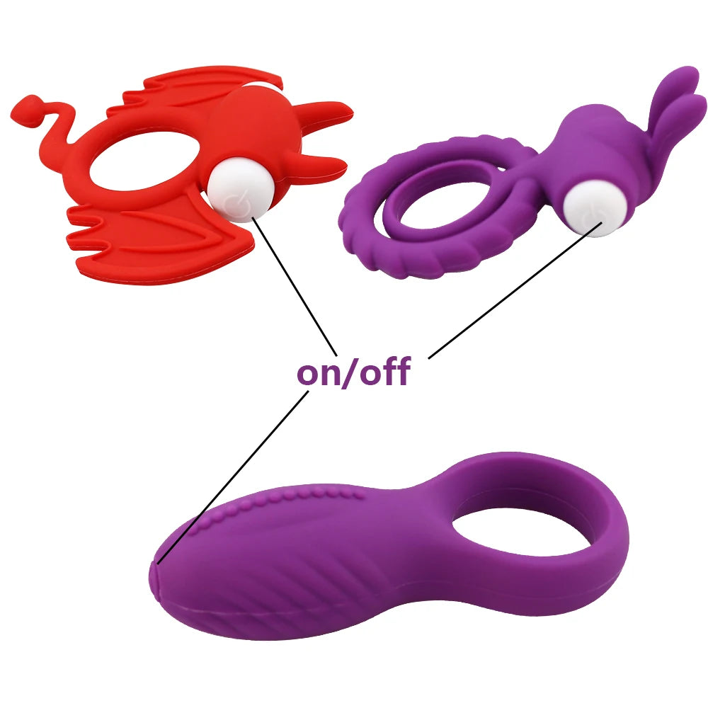 Dual Vibrating Cock Ring Dick Penis Ring Cockring Soft Silicone Adult Sex Toys for Men for Couples Enhancing Harder Erection