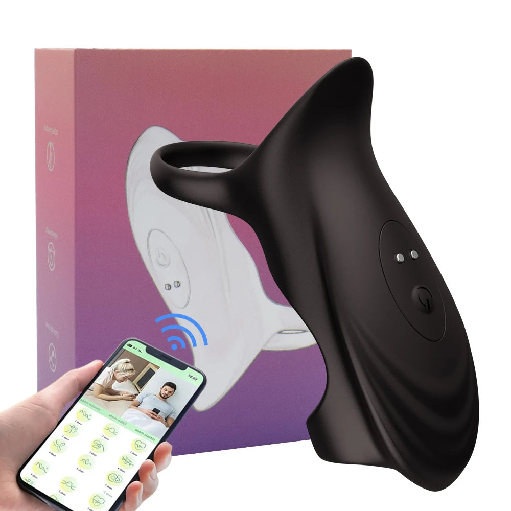 APP Controlled Penis Ring Vibrator Sex Toys for Men 10 Vibration Cock Sleeve G Spot Vibrator Couples Adult Toys Games 18+