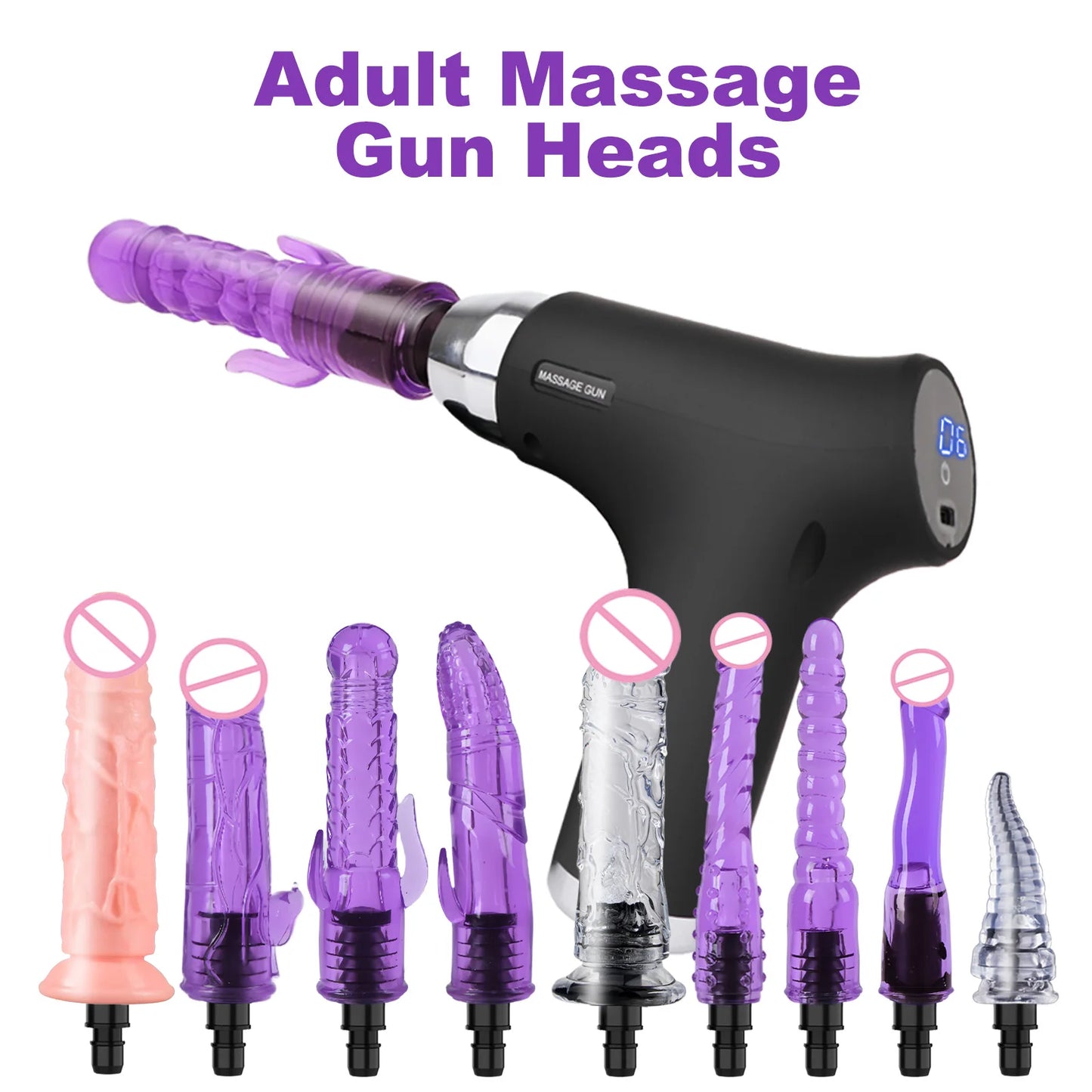 Massage gun Head Automatic Sex Machine Male Female Sex Toy Masturbator Enhance Pleasure Dildo Vibrator Adult Gift for Couples 18