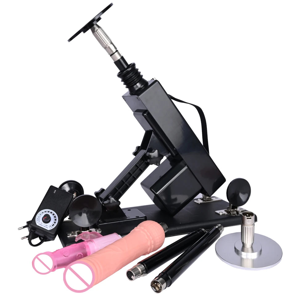 Sex Machine Female Masturbation Pumping Gun with Dildos，More Attachments ,Vibrator Adjustable Speed Love Machine for Couple