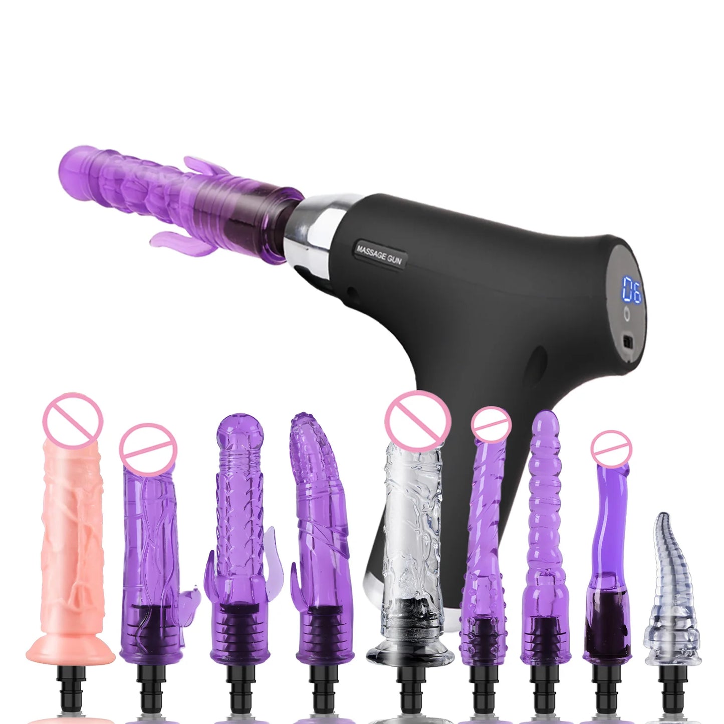 Massage gun Head Automatic Sex Machine Male Female Sex Toy Masturbator Enhance Pleasure Dildo Vibrator Adult Gift for Couples 18