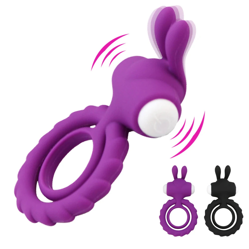 Dual Vibrating Cock Ring Dick Penis Ring Cockring Soft Silicone Adult Sex Toys for Men for Couples Enhancing Harder Erection
