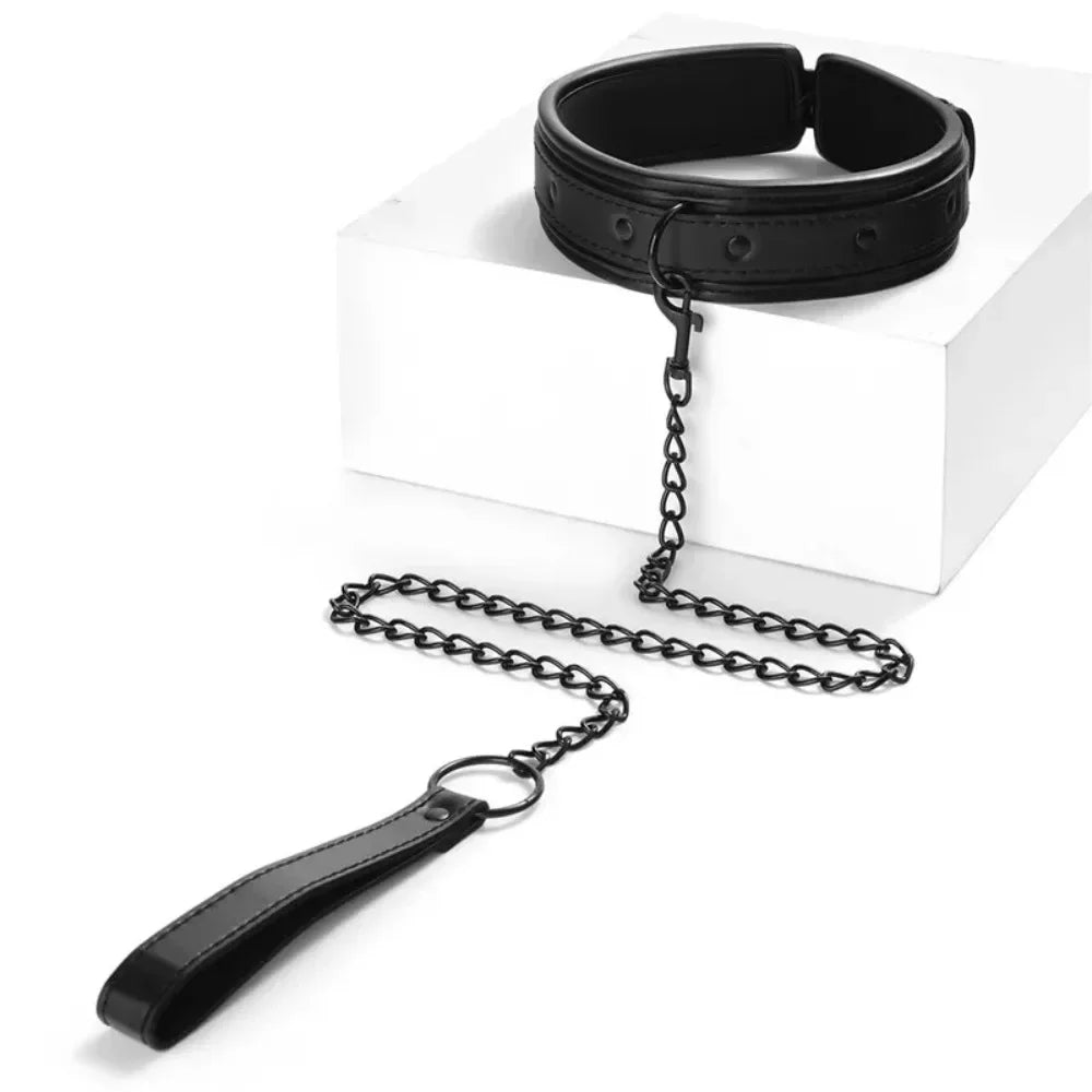 Neck-to-Wrist BDSM Bondage Restraints Kit – Couples Sex Toys with Chain Leash, Handcuffs & Collar for Slave Role Play