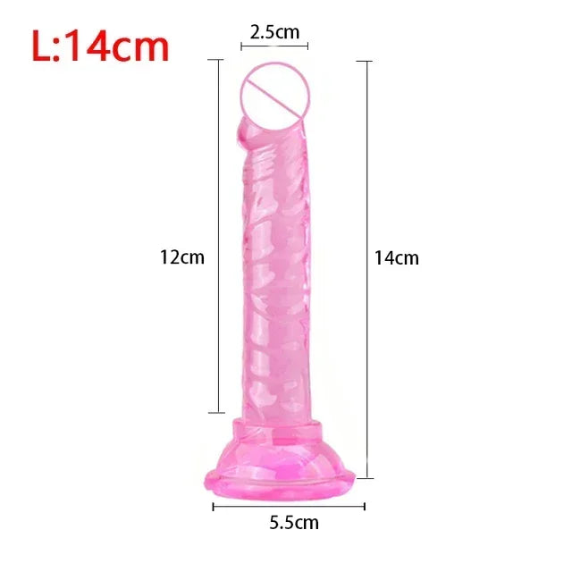 Realistic Dildos Crystal Pink Dildo with Strong Suction Cup Base Jelly Penis for Beginners Sex Toy for Women G Spot Clit Vaginal