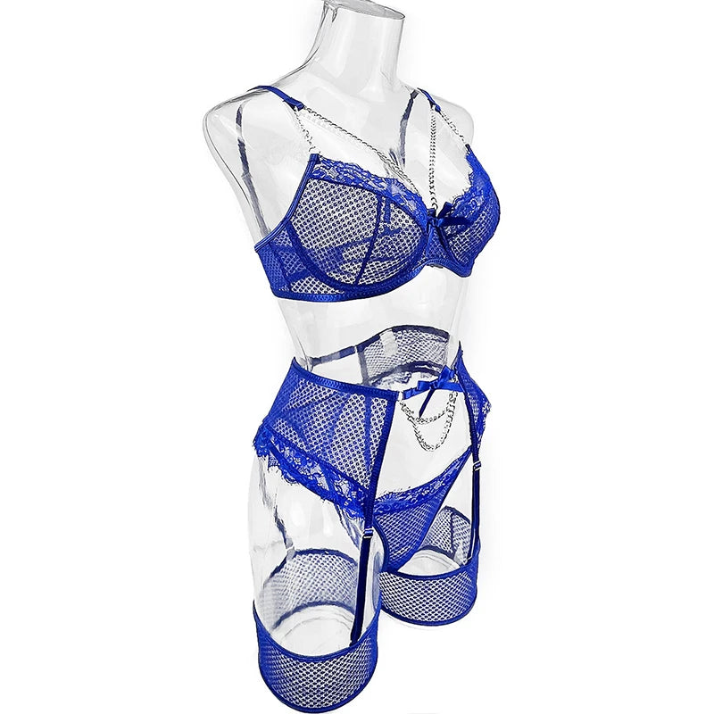 Lingerie Underwear Bras Sets Lace Garter Lingerie Women Underwire Bra And Panty Thongs Ladies Underwear Set