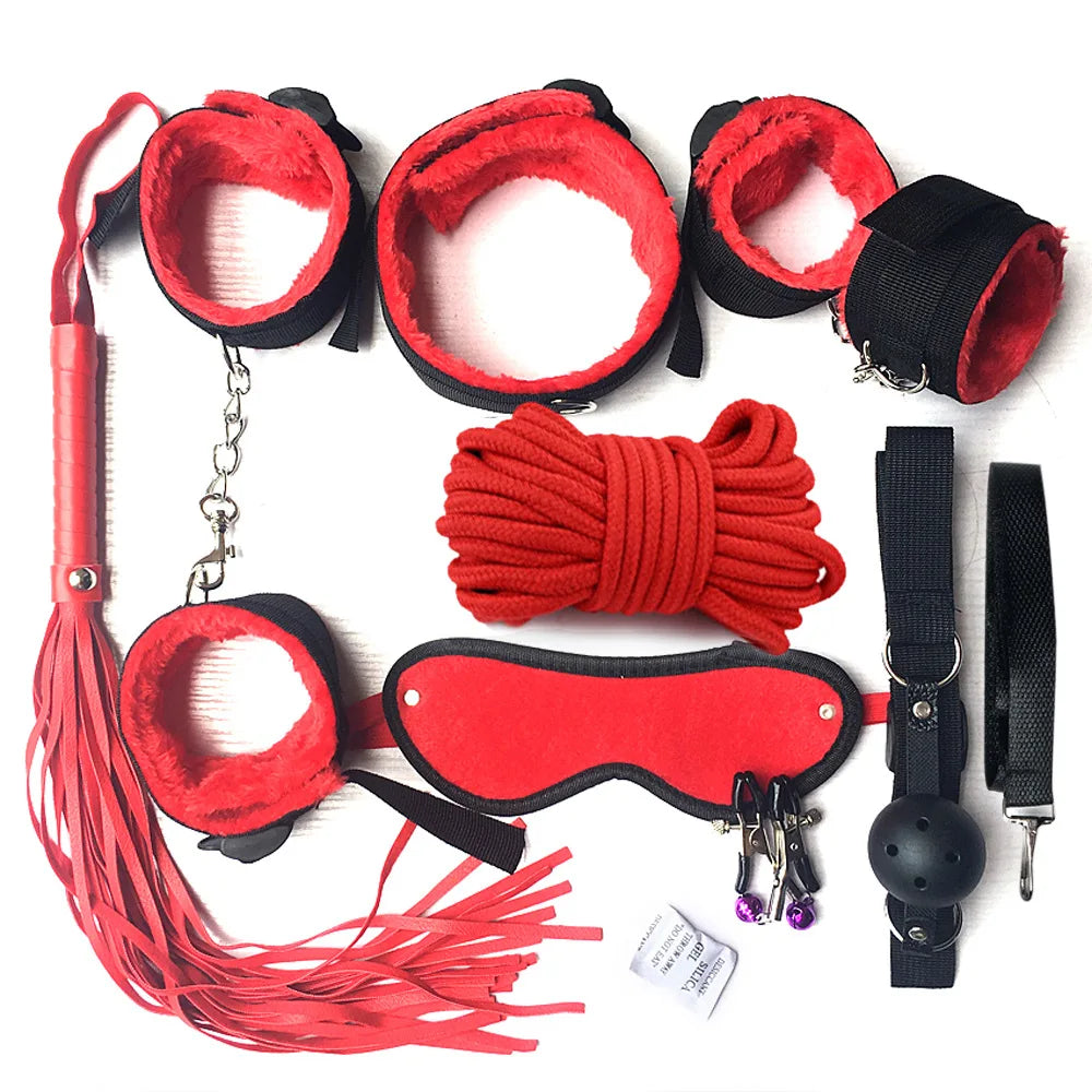 Adult BDSM Bondage Set Soft Cuffs Handcuff  Ankle Restraints Sex Toys Kit for Couples Women Slave Bed SM Strap for Enhanced Play