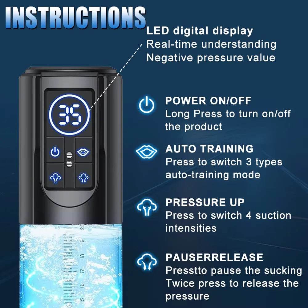 IPX7 Electric Penis Pump Adult Sex Toys Dick Enlarger for Men Erection Air Water Extender 4 Training 3 Suction Male Masturbator