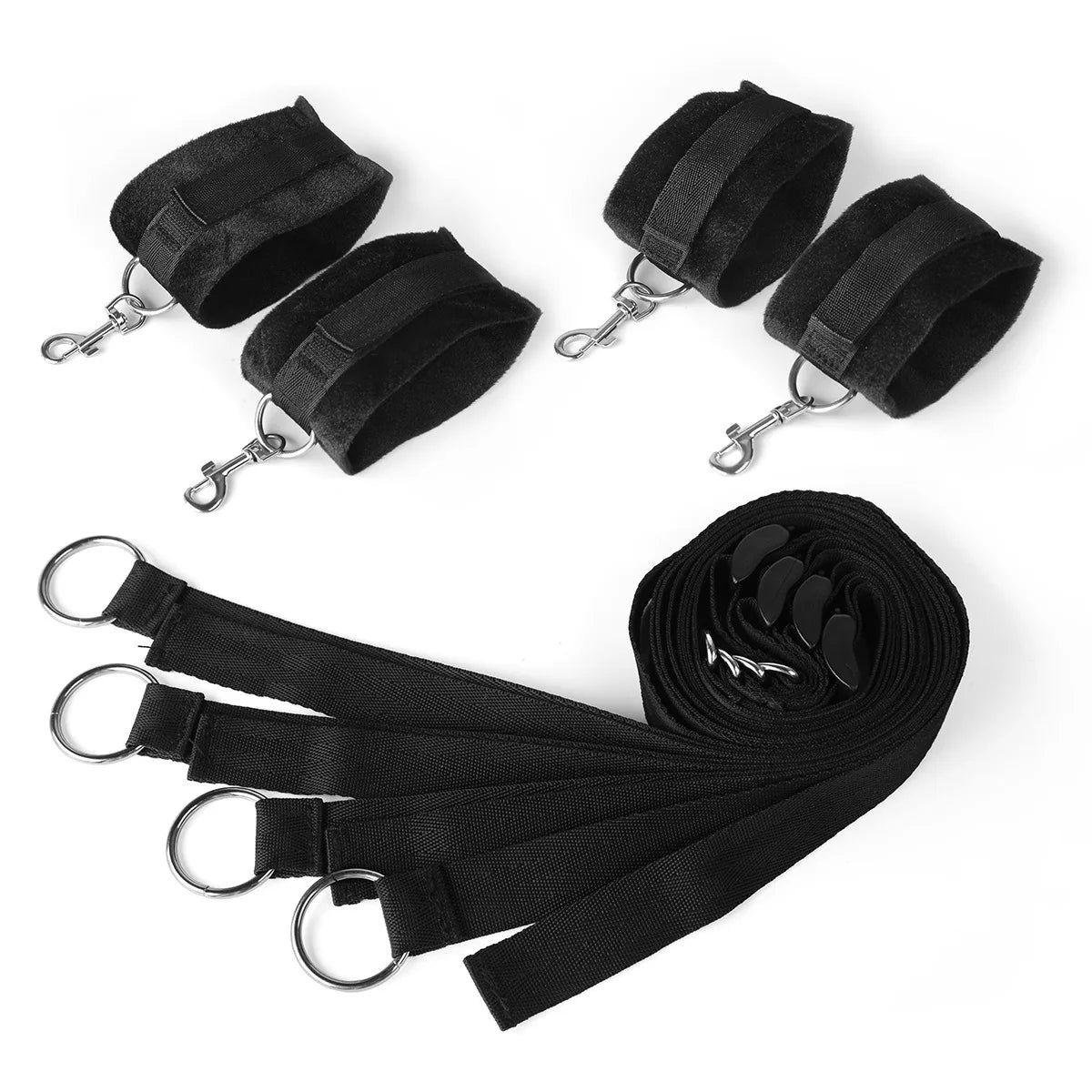 BDSM Bed Bondage Hand Restraint Handcuff Leg Split Cuffs SM Slave Strap System Adjustable Bondage Gear Couple Sex Games Toys Set