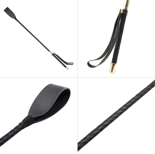 Leather BDSM Crop & Flogger for Couples