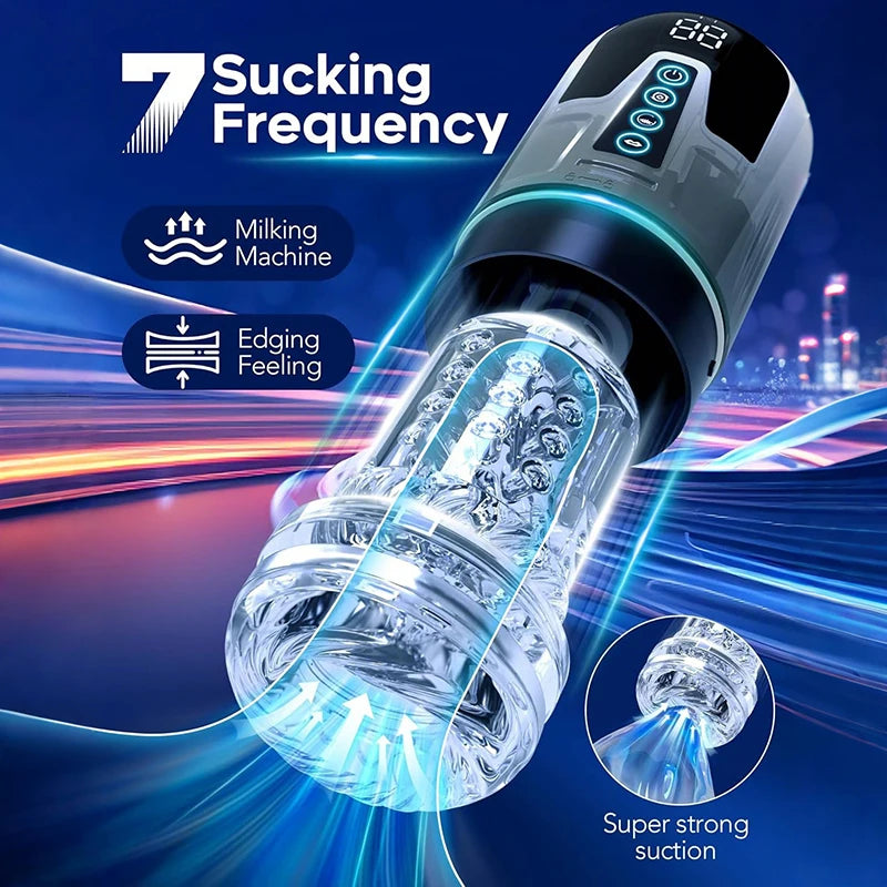 Automatic Male Masturbator with Sucking Vibrating Thrusting Rotating Licking Blowjob Machine Pocket Pussy Stroker Sex Toy Men