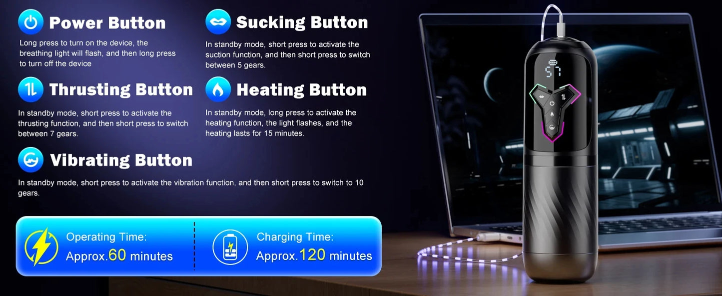 5 IN 1 Automatic Telescopic Male Masturbator Penis Pump Heated Sucking Vibrating Sex Machines With LCD Display Sex Toys for Men