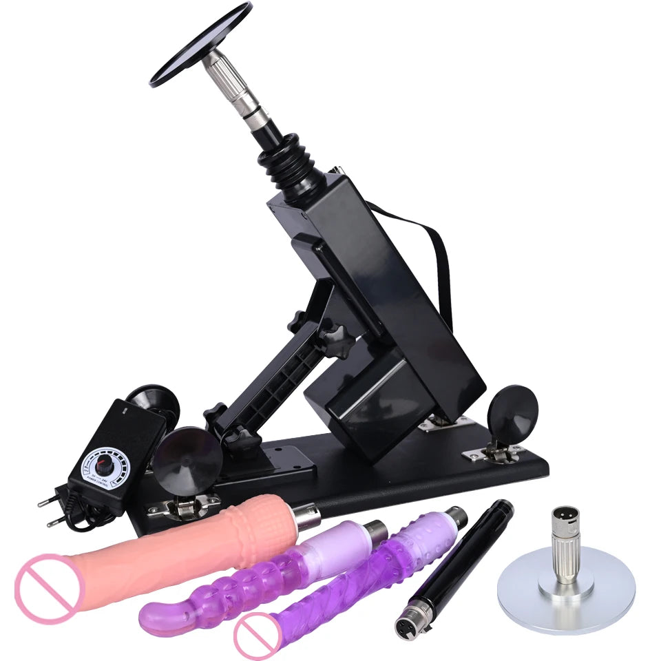 Sex Machine Female Masturbation Pumping Gun with Dildos，More Attachments ,Vibrator Adjustable Speed Love Machine for Couple
