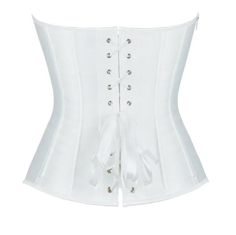Corsets Bustiers for Women Overbust Corset Top Corselet Sexy Satin Lace up Zipper Corsetto Shaper Gothic Korsett Black