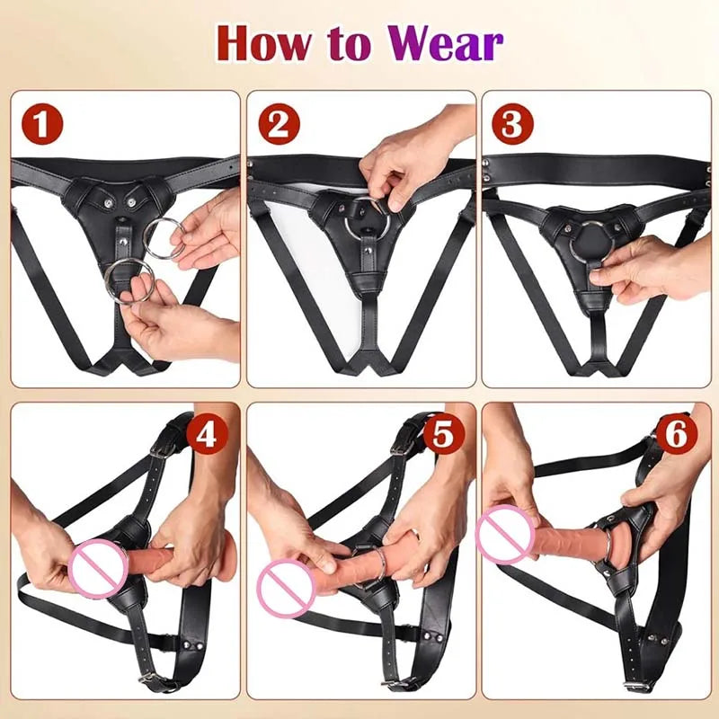 Wear Pants for Dildos Strap On Dildo Harness Adult Sex Toys for Women Men Pegging Dildo Adjustable Waist and Thigh Soft Leather