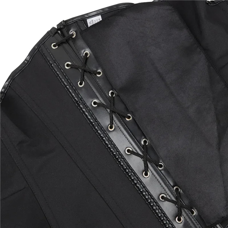 Leather Corset Top With Straps Women Gothic Underbust Waist Cincher Bustier Vest Steampunk Corselet Plus Size Sexy Korset