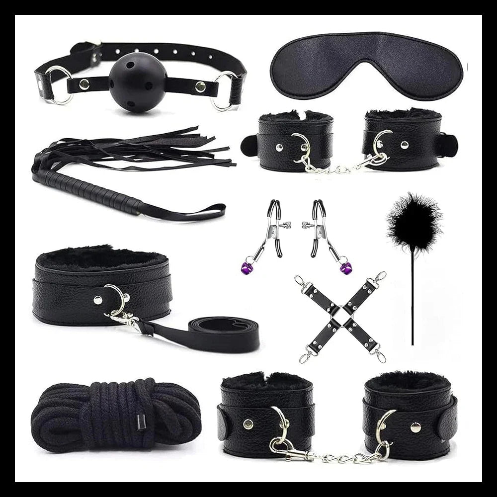 BUYBOOS Sex Bondage Restraints 11Pcs Set BDSM Leather Bondage Sets Restraint Kits Bondage Gear Accessories Adult Sex Toy