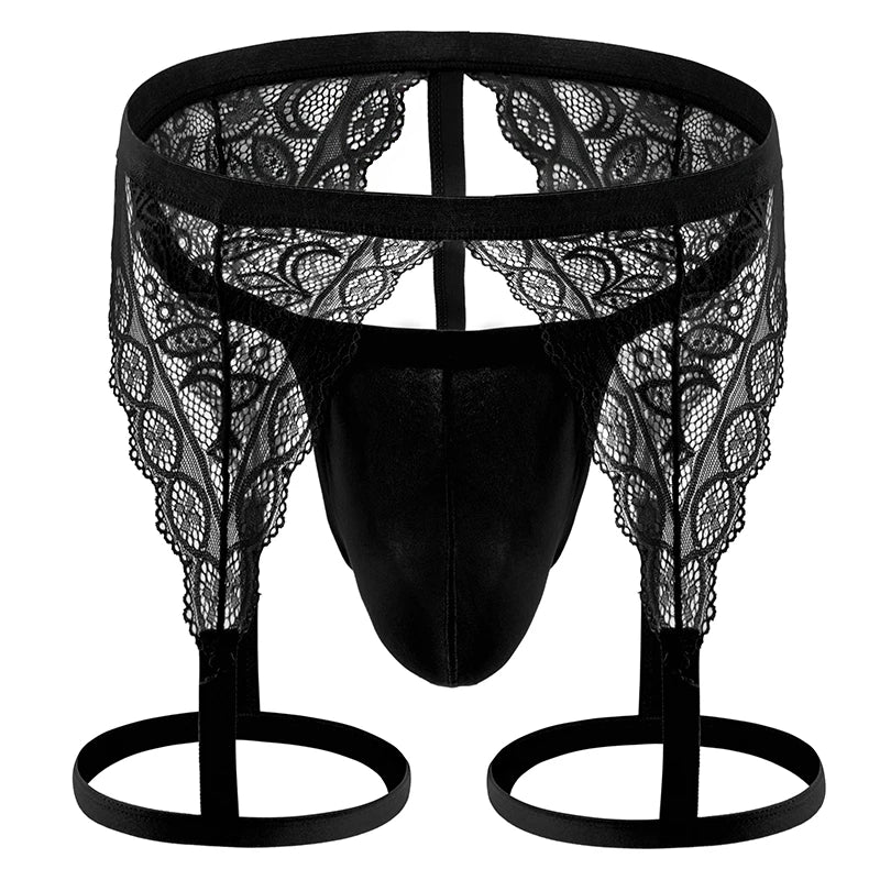 Lingerie Mens Thongs G-string Jockstrap Sexy Lace Underwear G String Homme Panties Bikini T-bacck Briefs