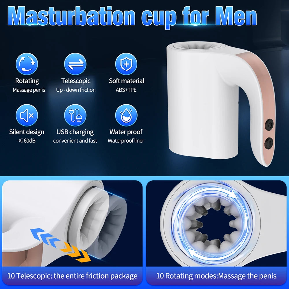 Automatic Telescopic Rotating Sex Toy for Male Masturbator Cup Vibrator Suction Blowjob Machine Masturbate Toys Adult Supplies