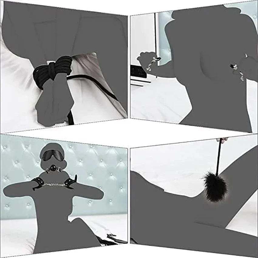 BUYBOOS Sex Bondage Restraints 11Pcs Set BDSM Leather Bondage Sets Restraint Kits Bondage Gear Accessories Adult Sex Toy